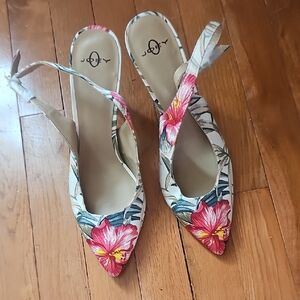 Floral Slingback Heels